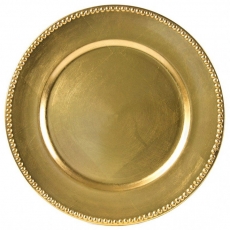 Gold Beaded Melamine Charger for Rent