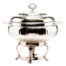 8 qt Round Silver Chafer for Rent