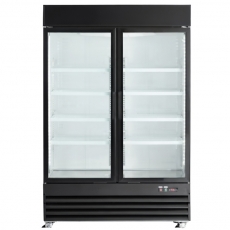 Black Customizable Swing Glass Door Merchandiser Refrigerator with LED Lighting for Rent