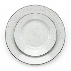 Enamelware Grey Trim Dinnerware for Rent