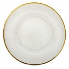 Gold Rim Pleated Glass Charger Plate for Rent