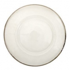 Silver Rim Hammered Glass Charger Plate for Rent