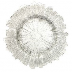 Silver Sponge Glass Charger Plate for Rent