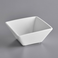 Porcelain White Slant Square Bowl for Rent