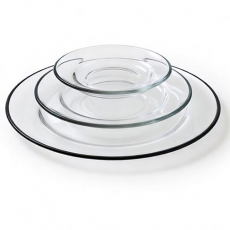 Glass Black Rim Dinnerware for Rent