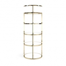 Grand Round Polished Gold Bar Back - White Shelves for Rent