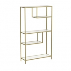 Metal Display Four Tier - GOLD With White Shelves for Rent