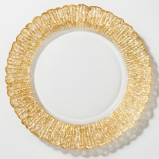 Reef Glass Charger with Folio Gold Rim for Rent