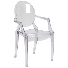 Chost Clear Chair w/ Arms for Rent