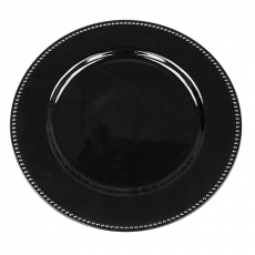 Black Beaded Melamine Charger for Rent