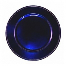 Midnight Blue Beaded Melamine Charger for Rent