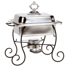 4 qt Square Stainless Chafer w/ Wrought Iron Base for Rent