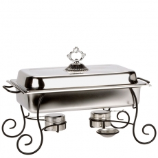 4 qt Square Stainless Chafer w/ Wrought Iron Base for Rent