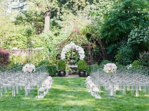 Clear ghost chairs with arms outdoor wedding