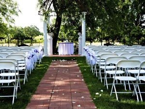 Plastic folding chairs at wedding event