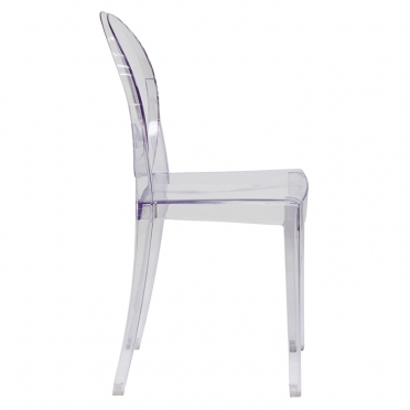 Clear ghost chair with arms front view