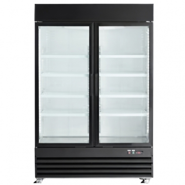 Black Customizable Swing Glass Door Merchandiser Refrigerator with LED Lighting for Rent