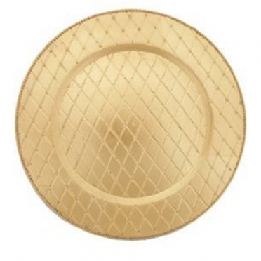 Gold Quilted Melamine Charger Plate for Rent
