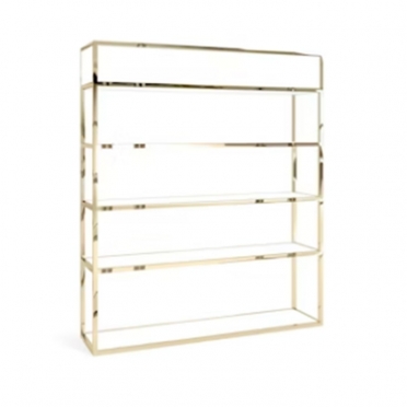 Essex Polished Gold Bar Back - White Shelves for Rent