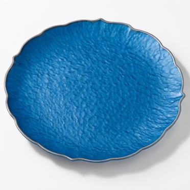 Glass Charger Blue Cedar w/ Silver Rim for Rent