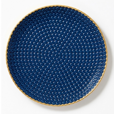 Glass Charger Maple Dark Blue w/ Gold Rim for Rent