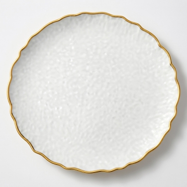 Glass Charger Silver Cedar w/ Gold Rim for Rent