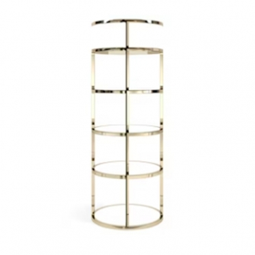 Grand Round Polished Gold Bar Back - White Shelves for Rent