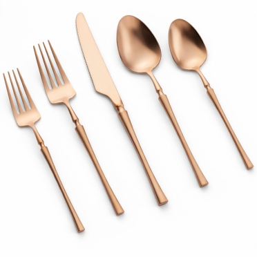 Irene Rose Gold Flatware for Rent