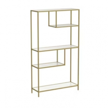 Metal Display Four Tier - GOLD With White Shelves for Rent