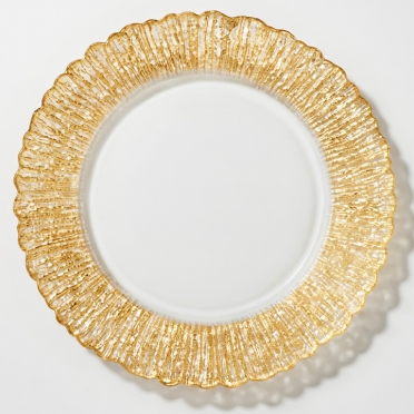 Reef Glass Charger with Folio Gold Rim for Rent