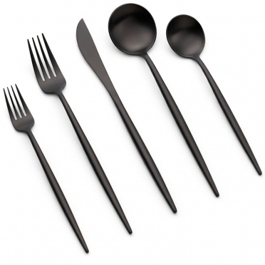 Vera Black Flatware for Rent