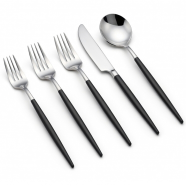 Vera Silver Black Handle Flatware for Rent