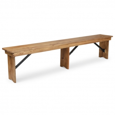Antique NATURAL Pine Folding Farm Bench w/ 3 Legs (8 Feet) for Rent