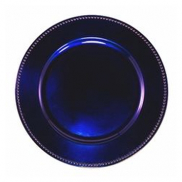 Midnight Blue Beaded Melamine Charger for Rent