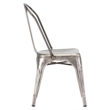 Gunmetal bistro chair side view