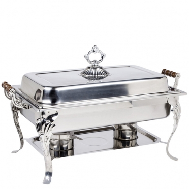 8 qt Rectangle Wood Handle Stainless Chafer for Rent