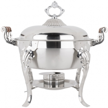 5 qt Round Wood Handle Stainless Chafer for Rent