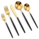 Vera Gold Black Handle Flatware for Rent
