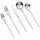 Vera Silver White Handle Flatware for Rent