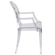 Clear ghost chair with arms side view