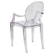 Clear ghost chair with arms back view