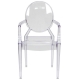Clear ghost chair with arms front view