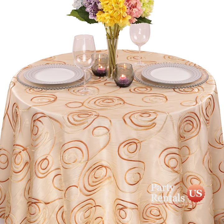 Sheer Swirl Overlay Tablecloth for Rent